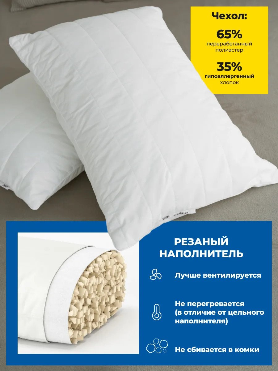 Высокая подушка 50х70 для сна жесткая гипоаллергенная Икеа