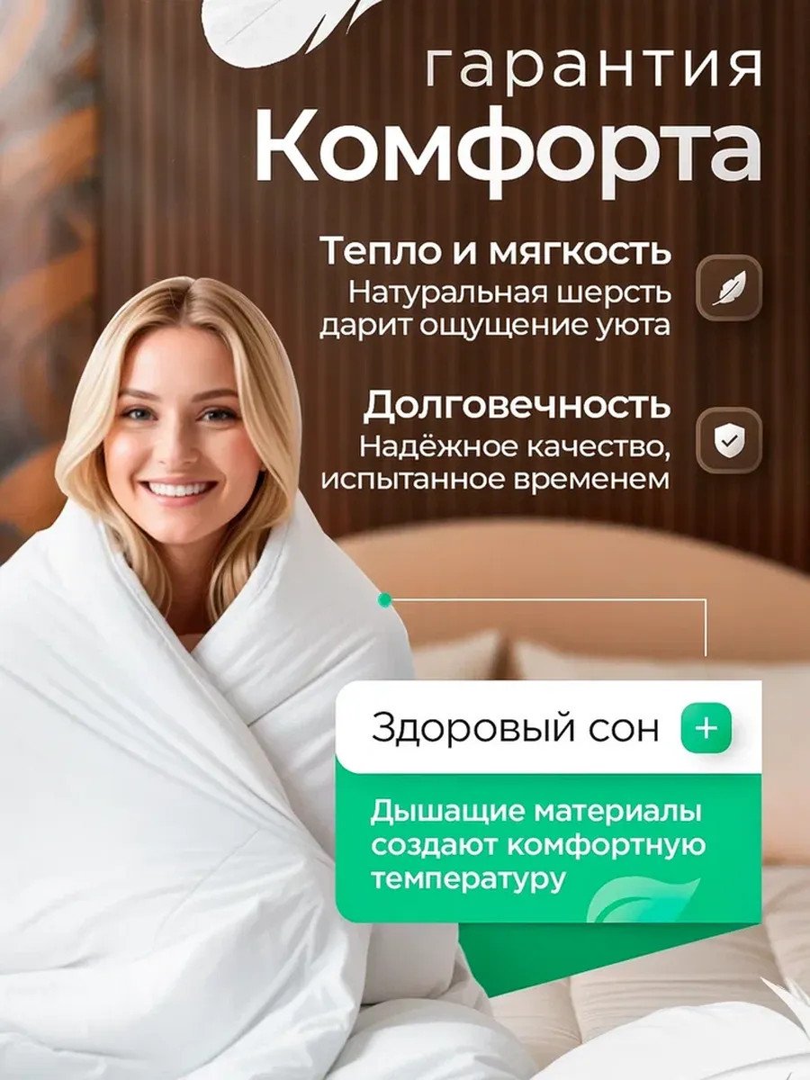 Двуспальное одеяло евро 200х200 шерстяное всесезонное Икеа