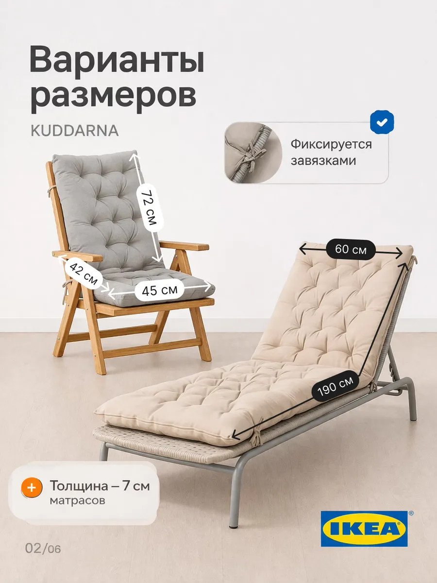 Матрас для шезлонга КУДДАРНА 190x60 см